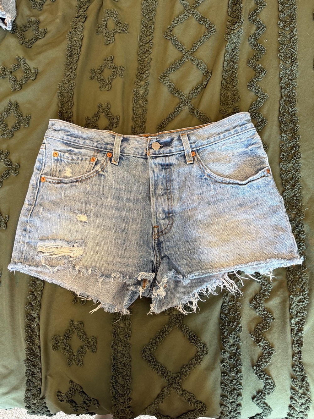 Levi's Light Blue Distressed Denim Cutoff Shorts